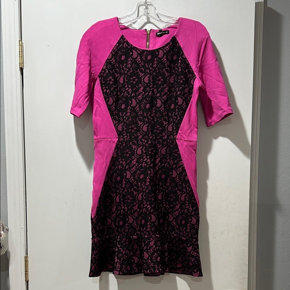 Juicy Couture Pink and Black Lace Dress - Picture 1 of 6